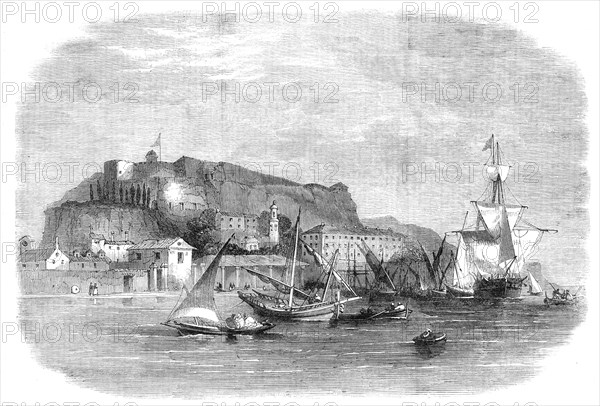 Destruction of the fortifications of the Ionian Islands: Fort Neuf, in the harbour of Corfu, 1864. Creator: Unknown.