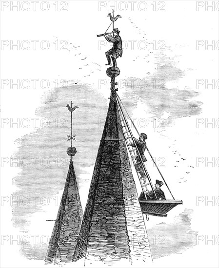The War in Denmark: Prussian look-out on Broacker Church spire..., 1864. Creator: Unknown.