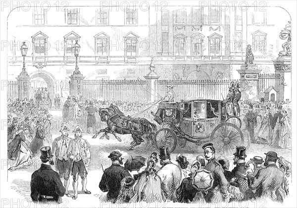 The Court at Buckingham Palace on Saturday last: arrival of the foreign ambassadors, 1864. Creator: Unknown.