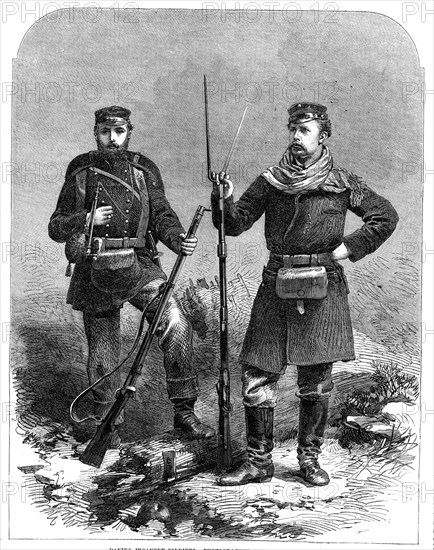 Danish infantry soldiers - photographed from the life, 1864. Creator: Unknown.