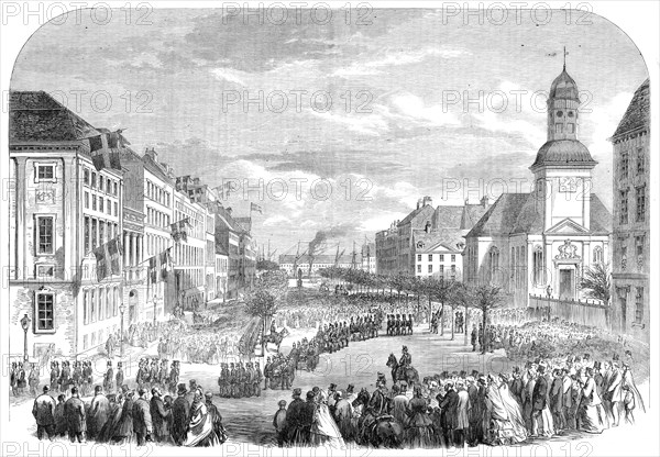 The War in Denmark: public funeral at Copenhagen of officers and soldiers killed at Düppel, 1864. Creator: Unknown.