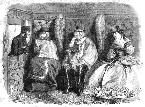 Scene from Mr. Woodin's Entertainment, "Elopement Extraordinary," at the Polygraphic Hall, 1864. Creator: Unknown.