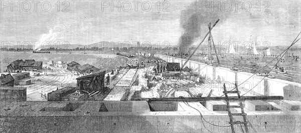 London Main-Drainage Works: view of the outfall of the Northern Drainage at Barking Creek, 1864. Creator: Unknown.