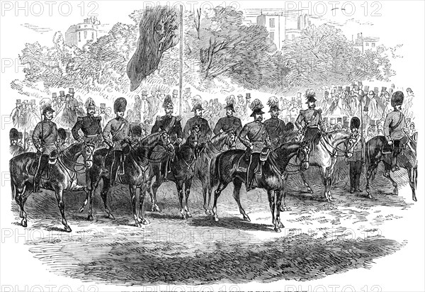 The Volunteer Review in Hyde Park: the Prince of Wales and his staff, 1864. Creator: Unknown.