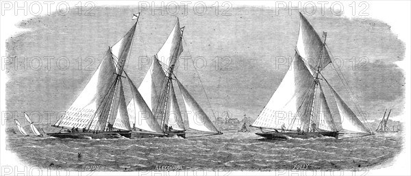 The Yacht Matches in the Thames: Prince of Wales Yacht Club, June 1: the race off East Tilbury, 1864 Creator: Smyth.