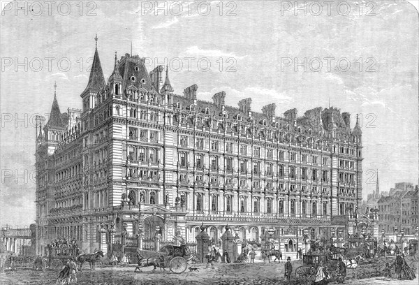The Charing-Cross Railway Station and Hotel, 1864. Creator: Mason Jackson.