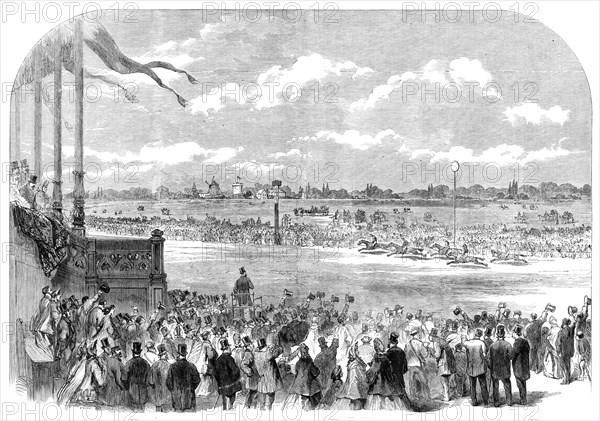 The Race for the Grand Prix de Paris, at Longchamps, on the 5th June, 1864. Creator: Unknown.