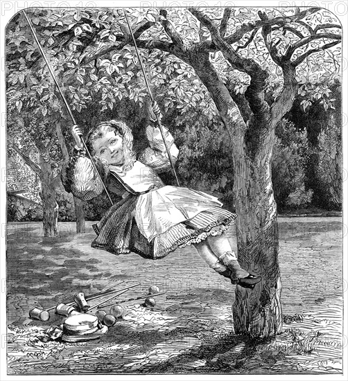 The Swing, by W. L. Thomas, in the Exhibition of the Society of British Artists, 1864. Creator: William Luson Thomas.