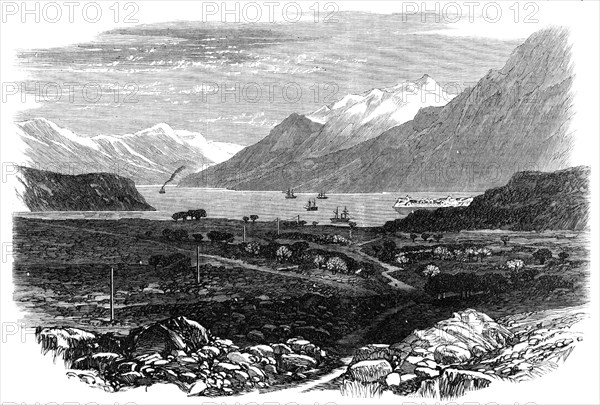 The Indo-European Telegraph: Elphinstone Inlet, Persian Gulf, with a view of the Fort, 1865. Creator: Unknown.