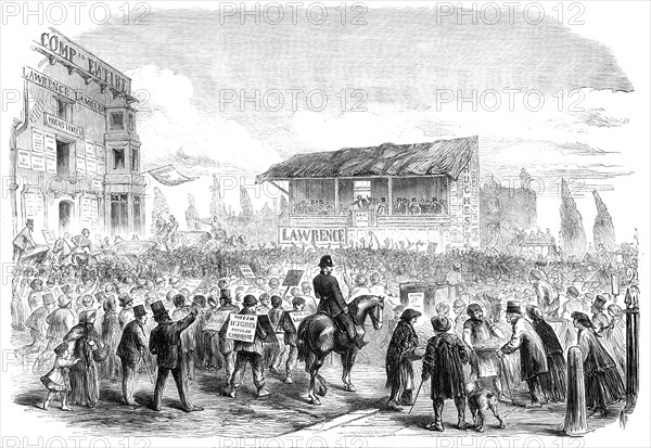 The Elections in the Metropolitan Boroughs: Lambeth...the nomination at Kennington Park, 1865. Creator: Unknown.