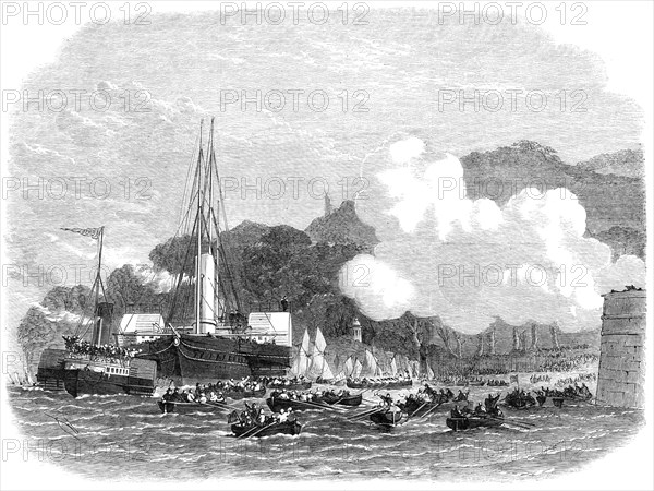 The Prince and Princess of Wales landing at Barnpool, Mount Edgcumbe, 1865. Creator: Unknown.