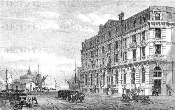 The Great Eastern Railway Terminus and Hotel at Harwich, 1865. Creator: Unknown.