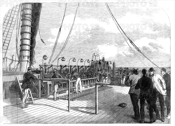 The Atlantic Telegraph Expedition: the paying-out machinery of the Great Eastern, 1865. Creator: Unknown.