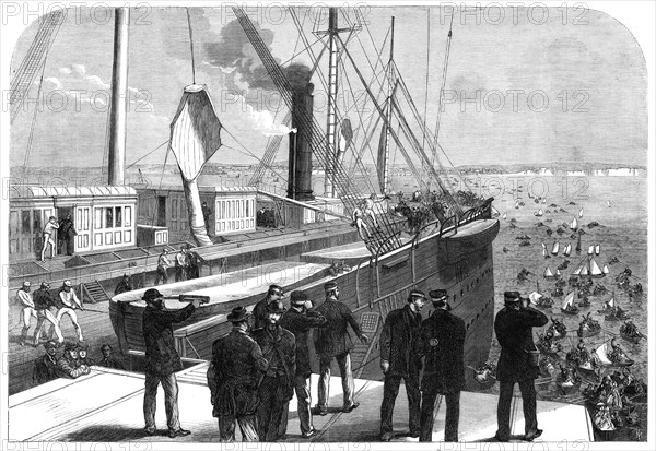 The Atlantic Telegraph Expedition: the Great Eastern off Brighton on her return home, 1865. Creator: Unknown.