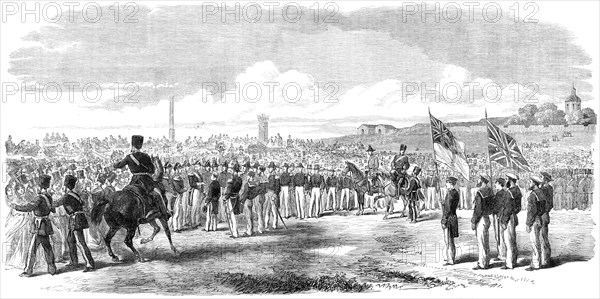 Admiral Sir Michael Seymour presenting the Victoria Cross, on Southsea Common..., 1865. Creator: Unknown.