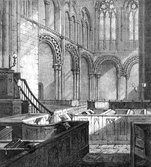 Interior of Romsey Abbey Church, 1865. Creator: Unknown.