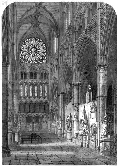Statesmen's Corner, North Transept, Westminster Abbey, 1865. Creator: Unknown.