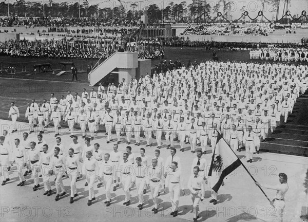 Parade of Turners at opening Berlin stadium, 1913. Creator: Bain News Service.
