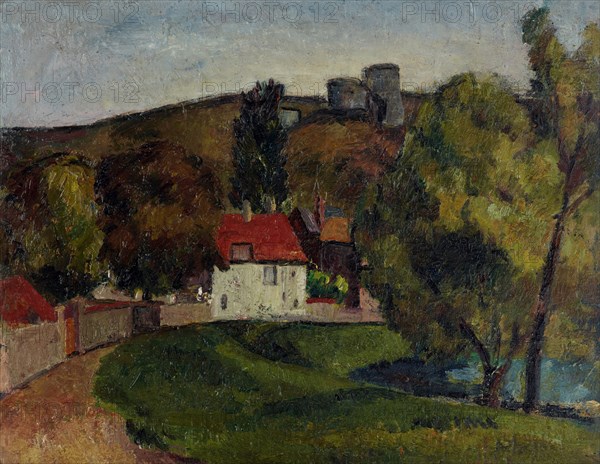 Landscape Village beneath the ruins, c1915. Creator: Frederick James Porter.