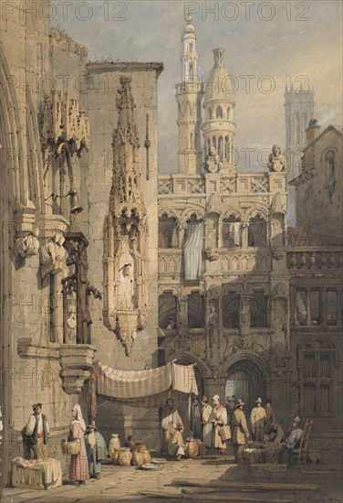 A street, Bruges, 1818-1852. Creator: Samuel Prout.