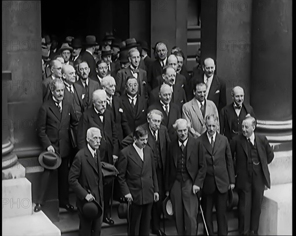 International Leaders Gathering on the Steps of a Building for a Conference on Economic..., 1931. Creator: British Pathe Ltd.