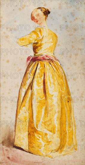 Drapery Study For Figure of Woman in Yellow Dress, c1820s. Creator: David Cox the Elder.