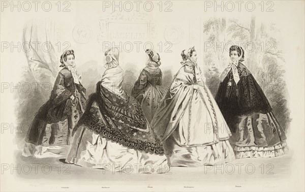 Fashion plate - Journal des Demoiselles V, 1861. Creator: Gilquin & Dupain.