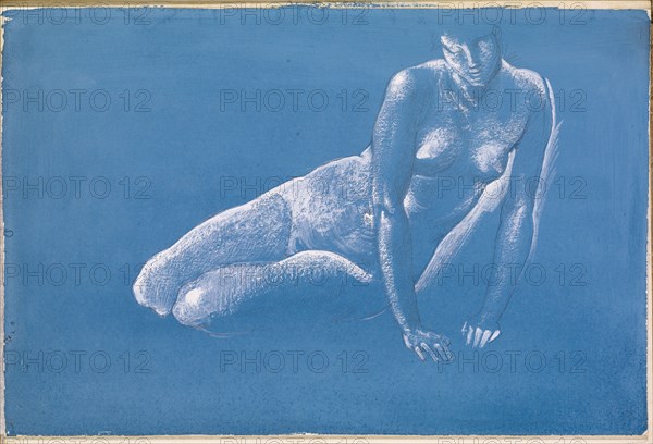 Sketchbook - Nude Study of Medusa for 'The Death of Medusa I', 1875-79. Creator: Sir Edward Coley Burne-Jones.