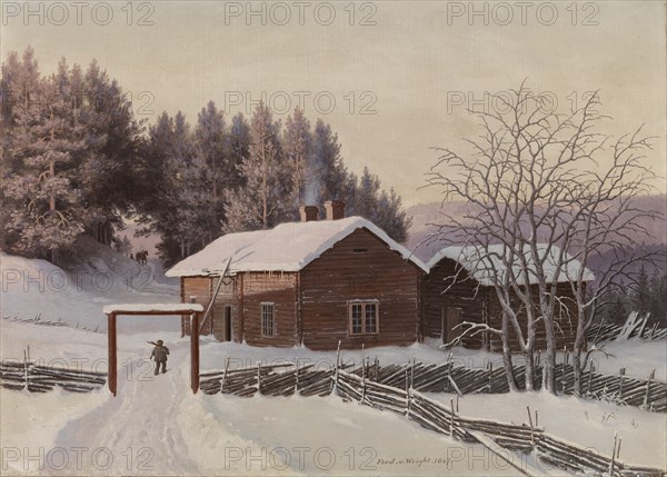 Winter Landscape at Sunset, 1867. Creator: Ferdinand von Wright.