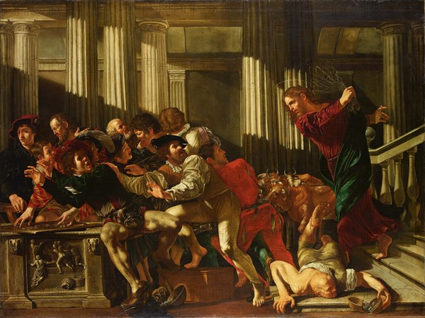 Christ Driving the Money Changers from the Temple, 1610. Creator: Boneri (Cecco del Caravaggio), Francesco (um 1589-um 1620).