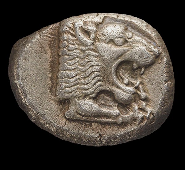 Drachm. Knidos, Caria. Head of roaring lion, c 520 Bc. Creator: Numismatic, Ancient Coins .