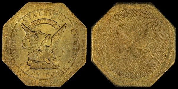 U.S. Assay Office Fifty Dollar , 1852. Creator: Numismatics, American Coins .