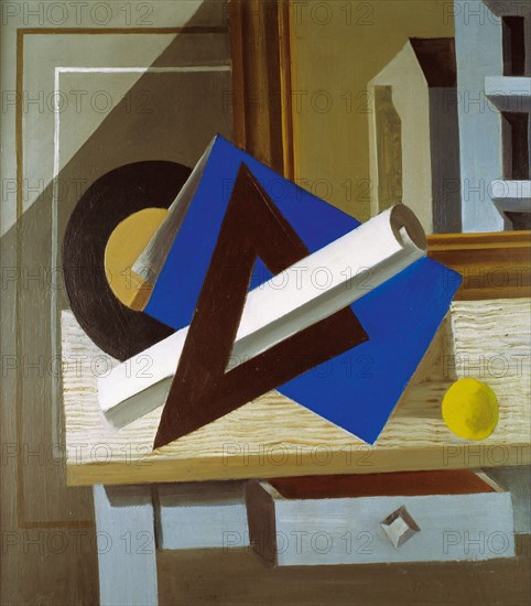 Still Life with Set Square, 1924. Creator: Suta, Romans (1896-1944).