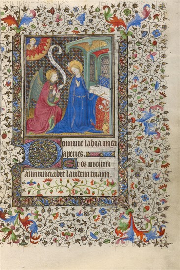 The Annunciation; Book of Hours, about 1415-1420. Creators: Boucicaut Master, Workshop of the Boucicaut Master.