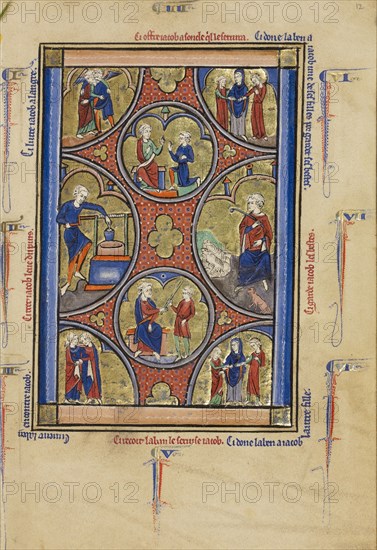 Scenes from the Life of Jacob; Wenceslaus Psalter, about 1250-1260. Creator: Unknown.