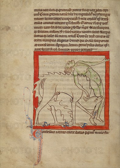 A Crocodile; Northumberland Bestiary, about 1250-1260. Creator: Unknown.