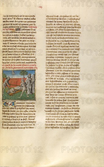 Isaiah being Sawn in Two; Miroir Historial, about 1475. Creator: Unknown.