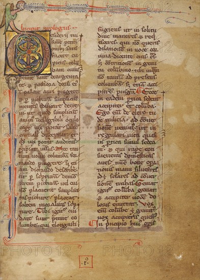 Inhabited Initial D; Bestiary, about 1270. Creator: Unknown.