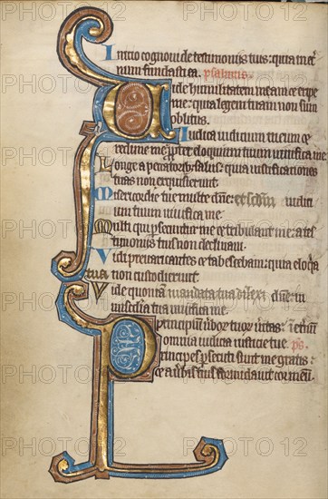 Decorated Initial V; Decorated Initial P; Psalter, mid-1200s. Creator: Unknown.