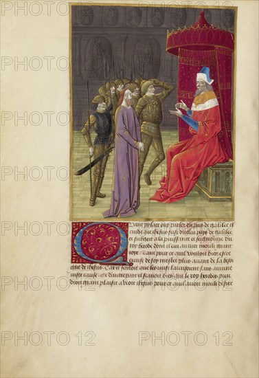 Christ before Herod; La Passion de nostre seigneur ihesus christ, about 1480-1490. Creators: Master of Guillaume Lambert, Workshop of Master of Guillaume Lambert.