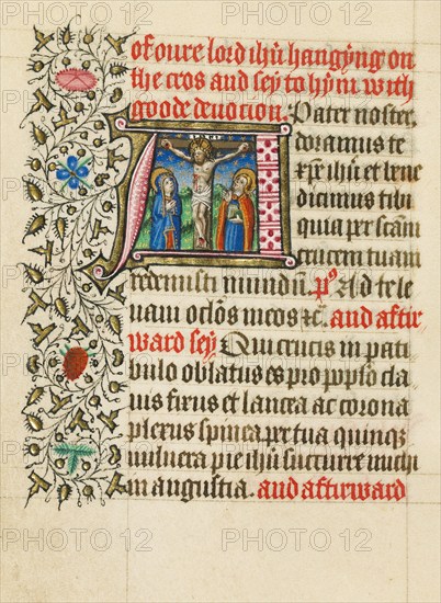 Initial A: The Crucifixion; Book of Hours, about 1430-1440. Creator: Fastolf Master.