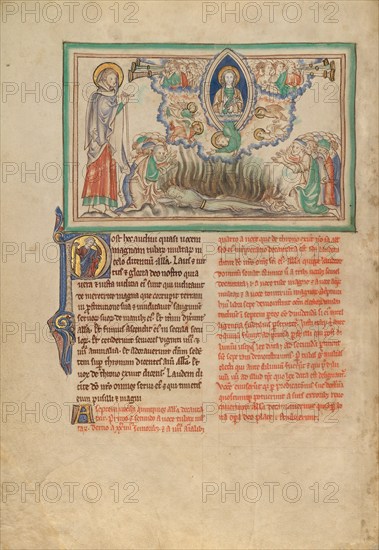 Heavenly Praise of the Victor over the Harlot; Dyson Perrins Apocalypse, about 1255-1260. Creator: Unknown.