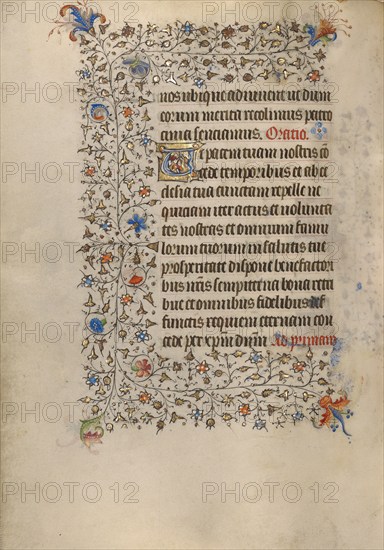 Decorated Text Page; Book of Hours, about 1420. Creator: Unknown.