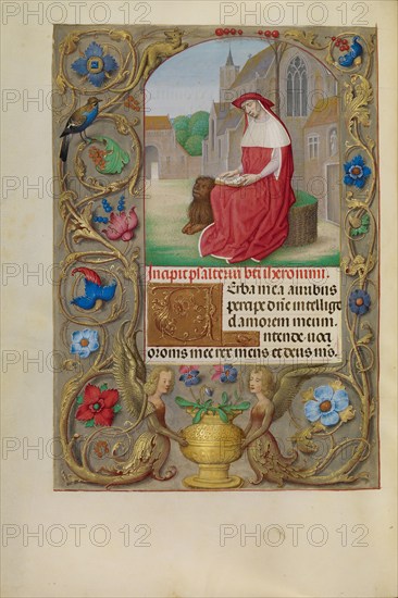 Saint Jerome Reading; Spinola Hours, about 1510-1520. Creator: Workshop of Master of the First Prayer Book of Maximilian.