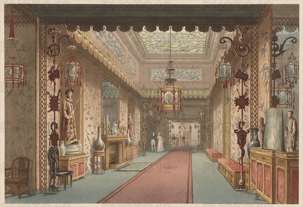 The Corridor, Royal Pavilion, Brighton, c.1820 [as designed by John Nash], 2 April 1820. Creator: Augustus Charles Pugin.