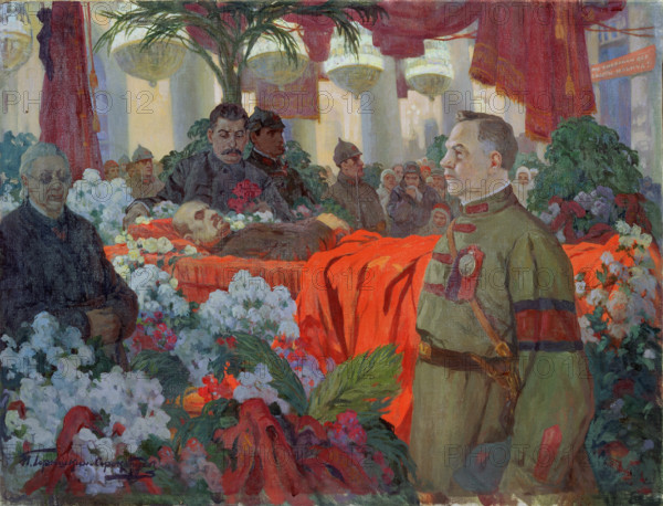 'Lenin's Funeral Ceremony', 1924. Creator: Ivan Goryushkin-Sorokopudov.