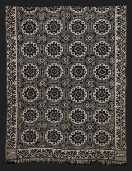 Bed Cover (Jacquard Coverlet), 1842. Creator: Cockefair Mill.