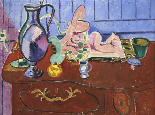 'Pink Statuette and Jug on a Red Chest of Drawers', 1910. Creator: Henri Matisse.