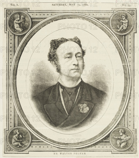 Mr. Walter Pelham, 1880. Portrait of 'the celebrated mimic' who performed 'mimetic recitals' at the Egyptian Hall in Piccadilly, London.