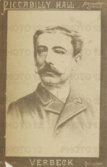 Verbeck at Piccadilly Hall, 1886. Portrait of Monsieur Verbeck who performed séances 'of prestidigitation and mesmerism'.